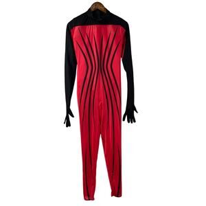 Tenth House Red Jumpsuit Skin Tight Dance Costume Outfit Largw Open Back